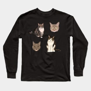 Cat Portraits Sticker Set Long Sleeve T-Shirt